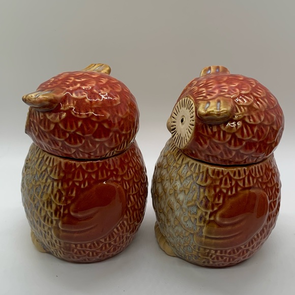 Meritage SWEET HOOT Salt and Pepper Set and Sugar Jars Set!  6 pieces!  OWLS! - Picture 12 of 13